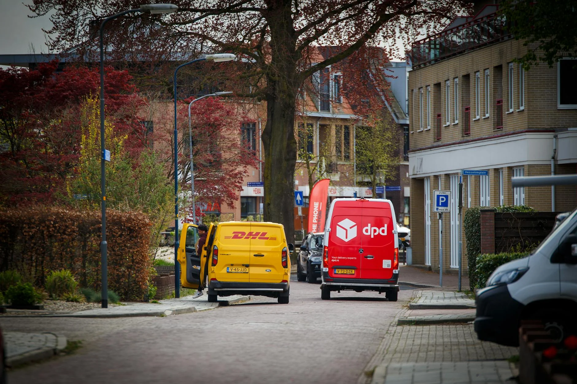 Swiss alpine town with packages ready for shipping across a border crossing